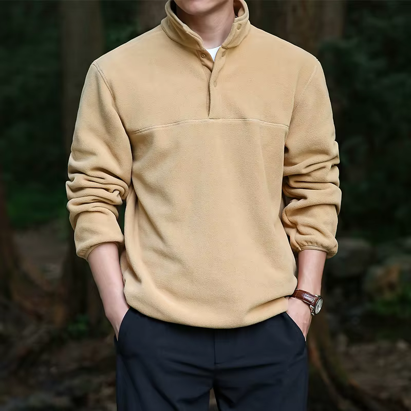 2025 hommes sweat col roulé demi bouton pull mâle polaire décontracté basique élégant vêtements de travail hiver automne veste chaude
