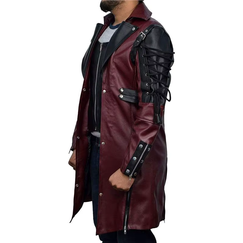 Veste longue en cuir hommes gothique Vintage