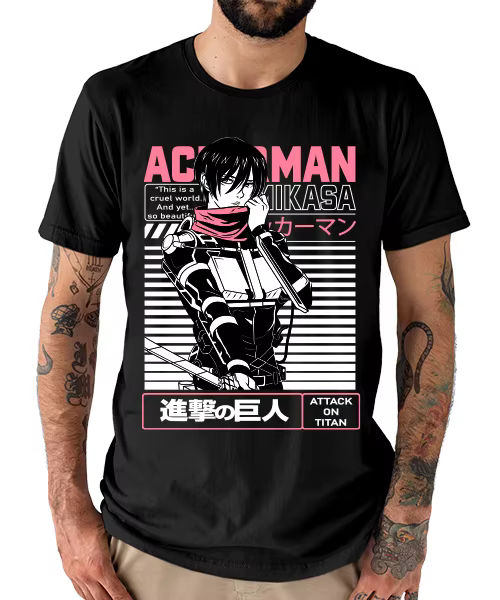 T-shirt de l'Animé Attaque des Titans Mikasa Ackerman Batalla, Final