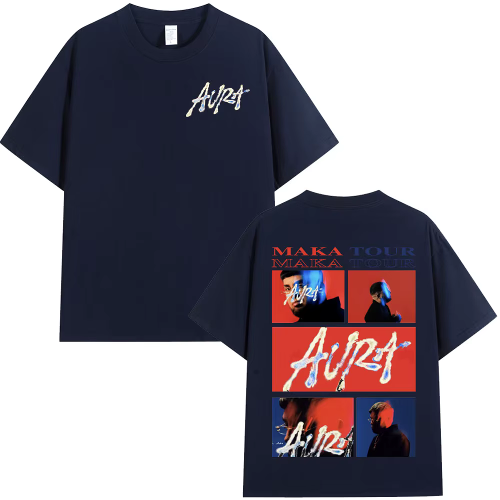 Rappeur Maka Aura 2025 Tour Merch t-shirts hommes femmes mode Hip Hop T-shirt été décontracté coton à manches courtes
