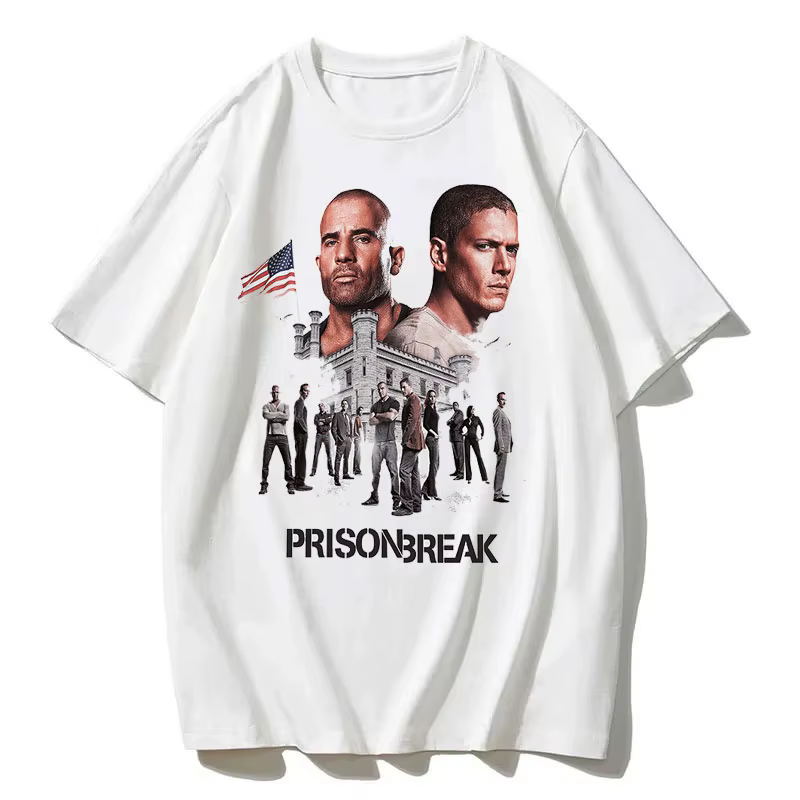 Hommes Vintage t-shirts série Tv Prison Break vêtements esthétiques Michael Scofield Y2k chemise Streetwear imprimé T-shirt haut coton