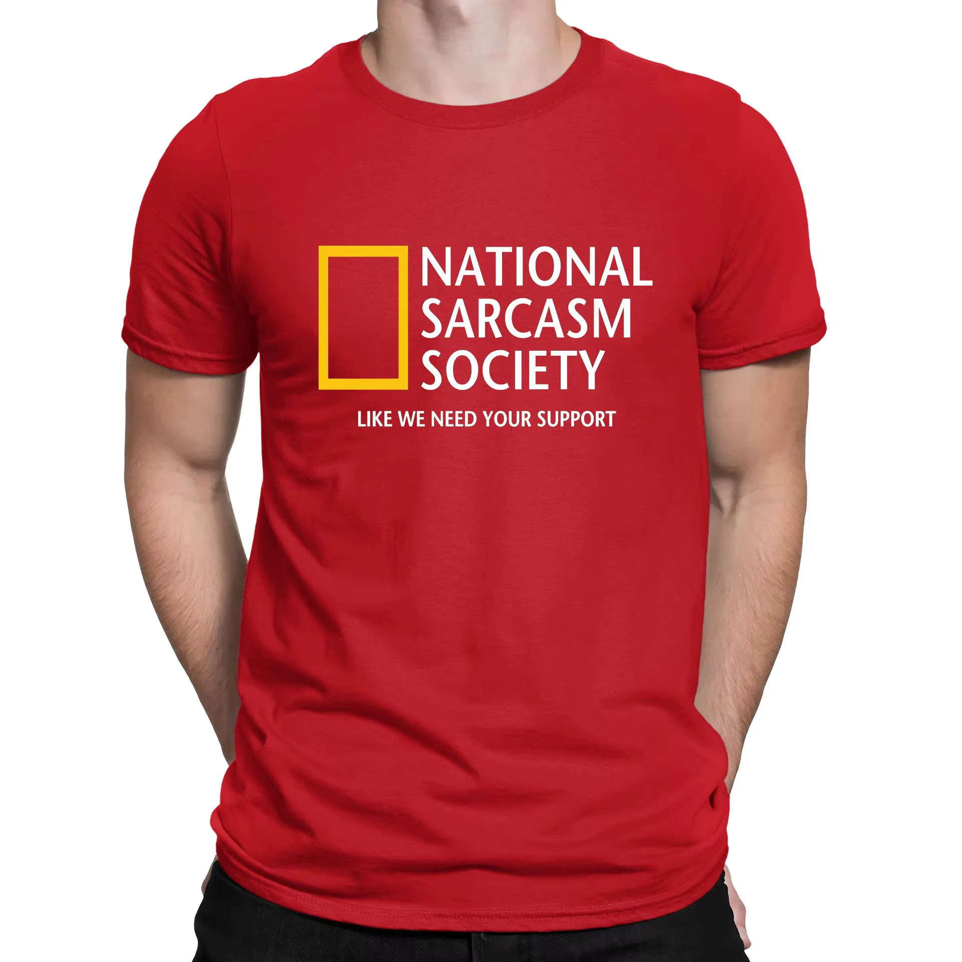 National Sarcasm Society parodie géographique T-Shirt drôle rétro Streetwear haute qualité col rond à manches courtes