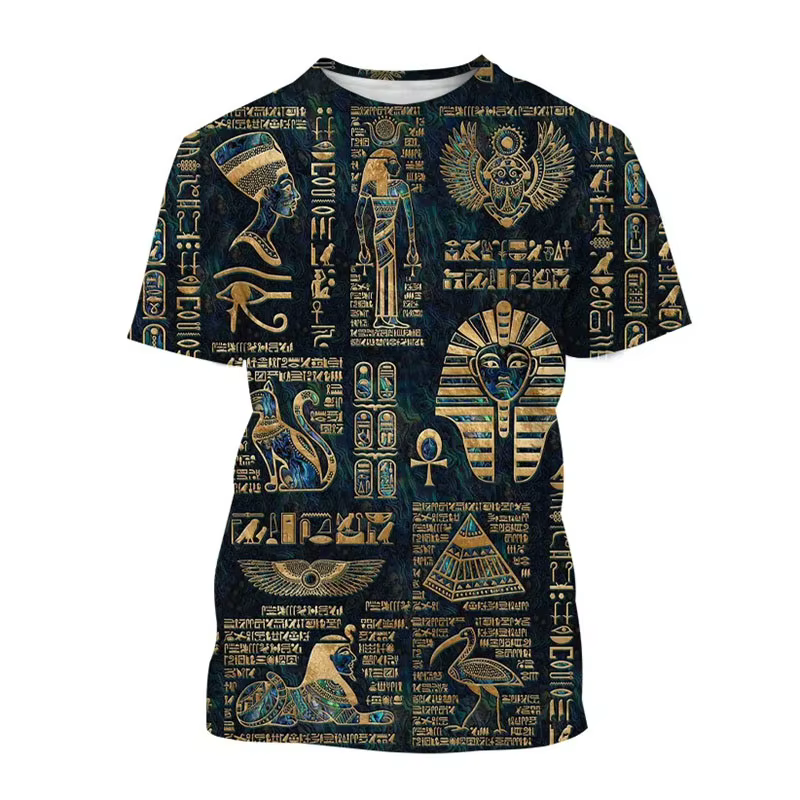 T-shirt à manches courtes avec impression 3D du pharaon Anubis