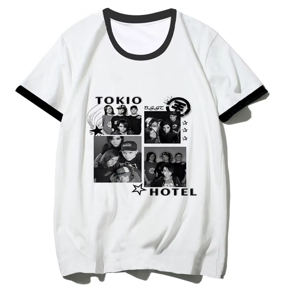 T-shirt Tokio Hotel pour adolescents, streetwear graphique des années 2000, vintage, harajuku, haut coloré, rétro, tendance, graphique, confortable, pastel