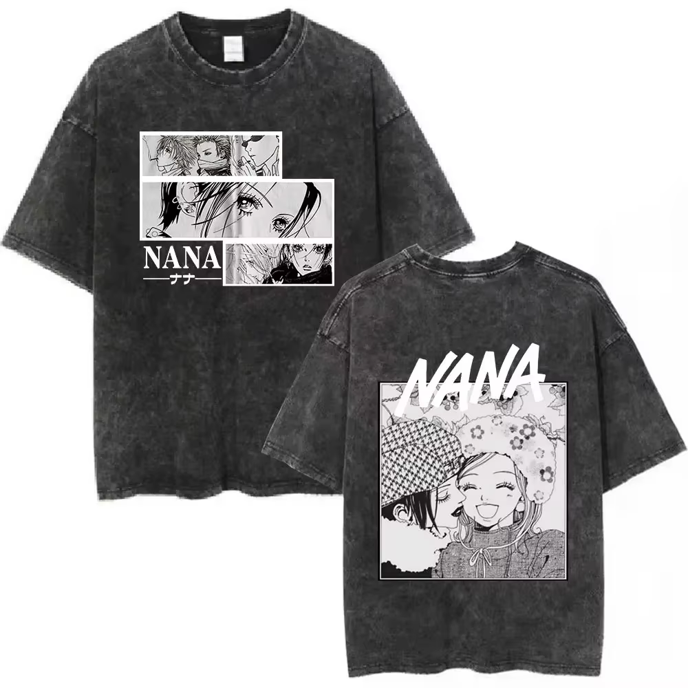 T-shirt ample vintage délavé style rétro japonais Nana Osaki Anime