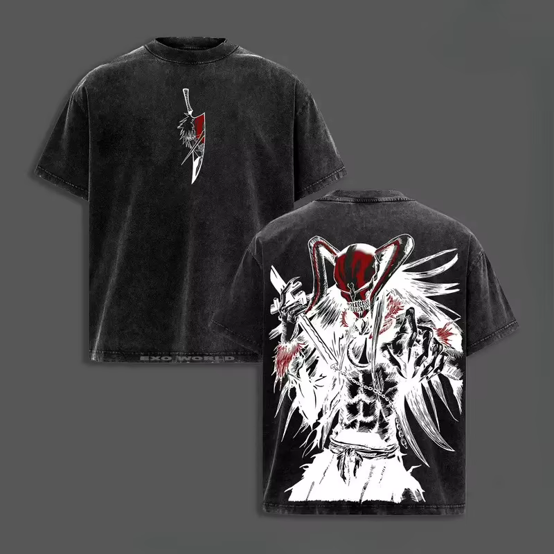 Kurosaki Ichigo BLEAC T-shirt vintage délavé surdimensionné pour hommes