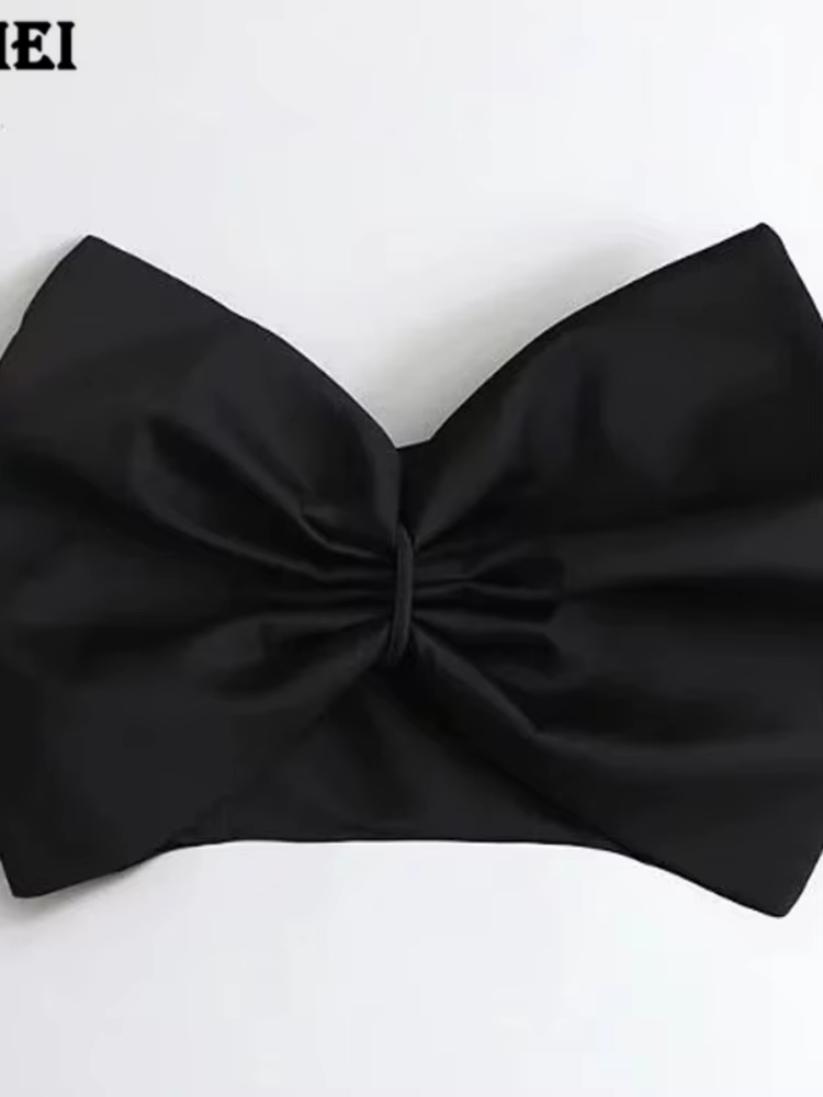T-shirt court dos nu avec fermeture éclair pour femme