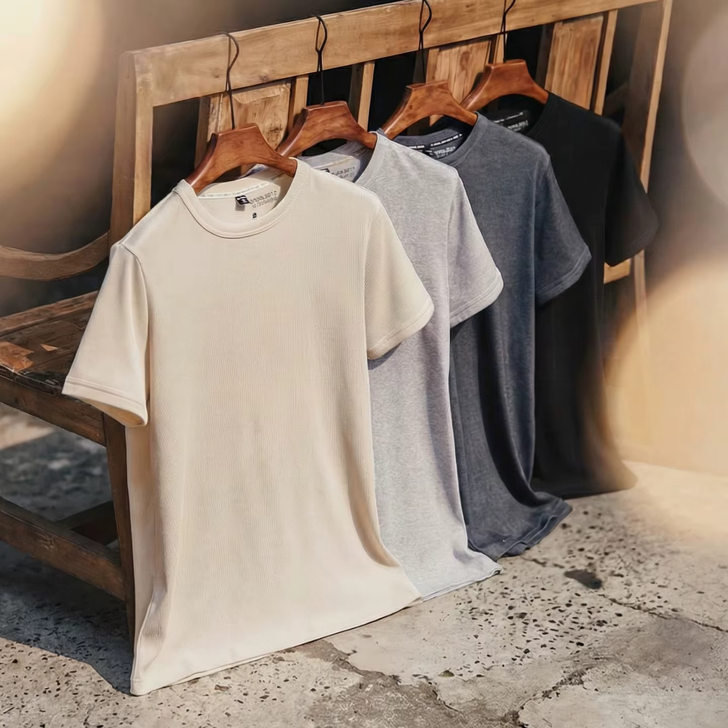 T-shirt homme Maden coupe ajustée col rond manches courtes extensible doux rafraîchissant décontracté été basique uni
