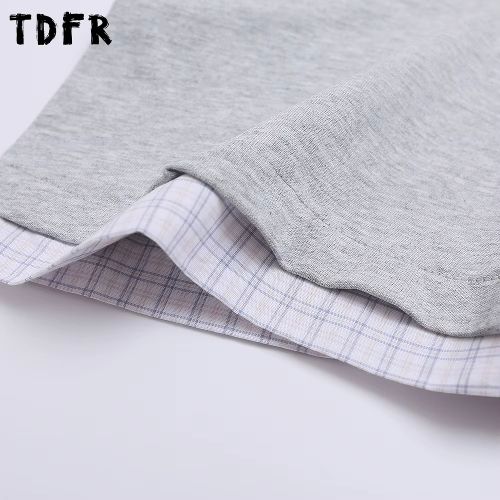 Lettre imprimer faux deux pièces polos hommes décontracté Streetwear été ample à manches courtes couverture en coton
