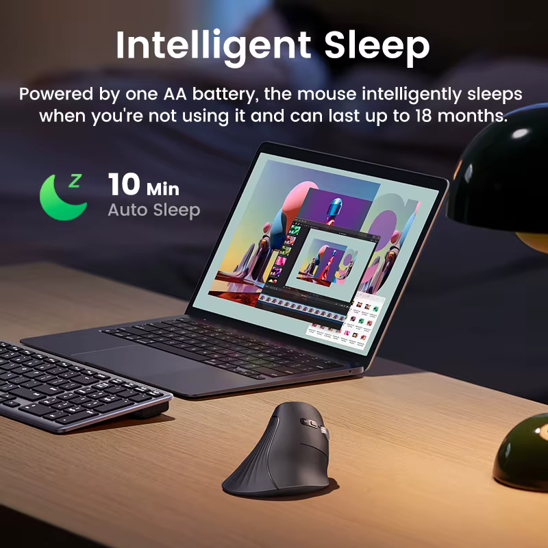 Souris verticale sans fil rechargeable UGREEN Bluetooth 5.0 2.4G ergonomique 4000 DPI pour MacBook, tablettes, ordinateurs portables, ordinateurs PC