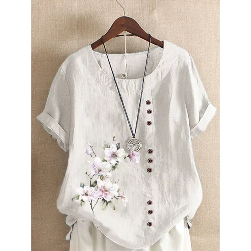 T-shirt en lin de coton confortable pour femme
