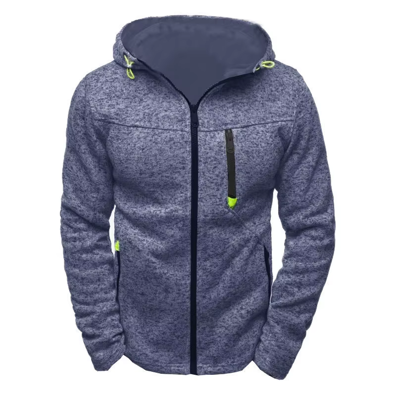 Sweat à capuche pour hommes avec poches latérales à glissière mince laine couleur unie survêtement décontracté