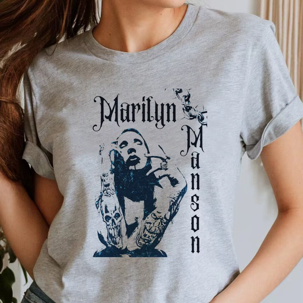 Marilyn Manson t-shirt fille années 80 vêtements coréens rétro hip hop streetwear kawaii Pop Culture coloré gothique graphique psychédélique