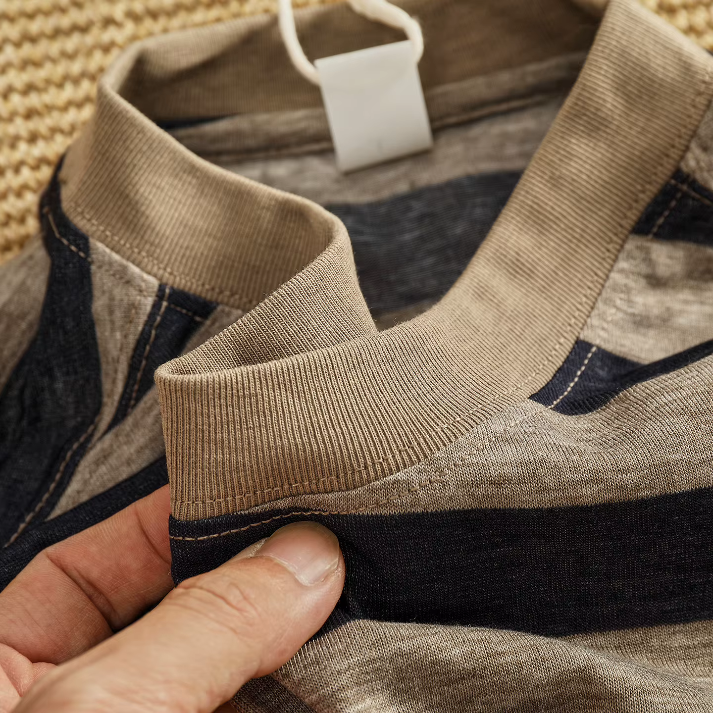 T-shirt rayé en Lyocell respirant pour homme, style rétro, à rayures larges contrastées, col rond, décontracté, à manches courtes