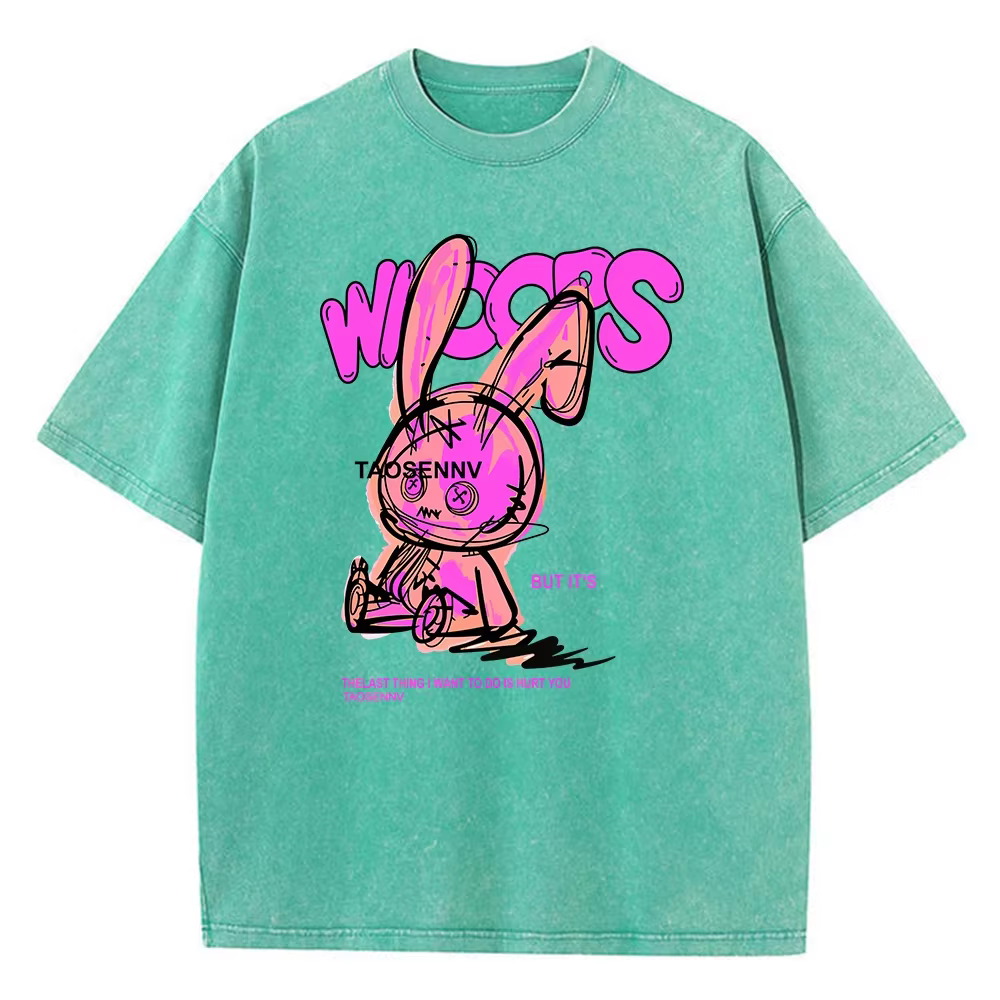 T-shirt à manches courtes délavé Vintage pour hommes