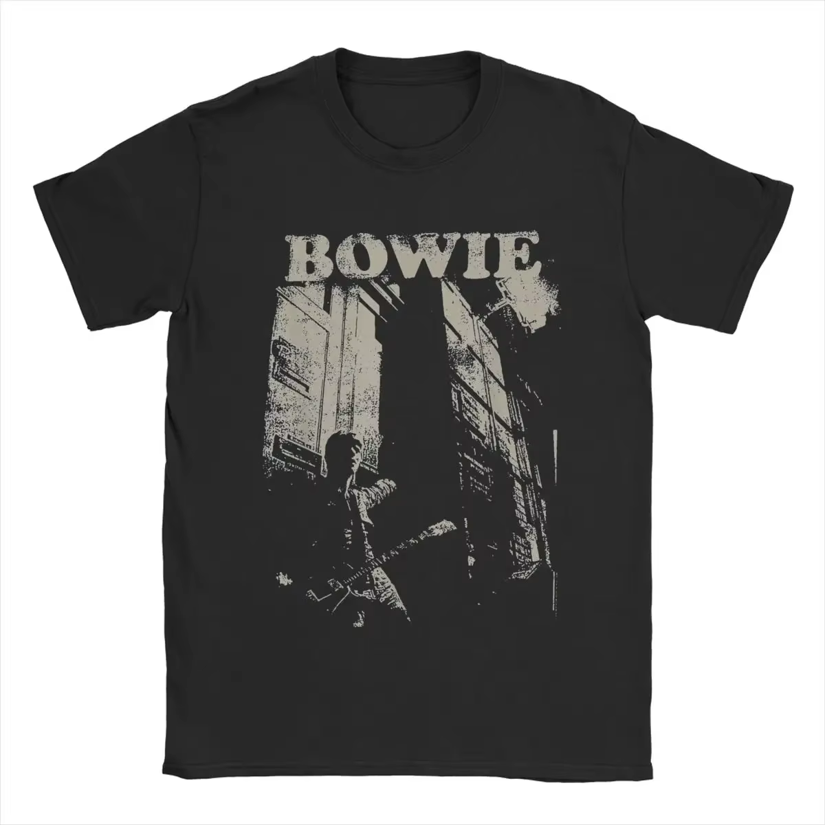 T-shirt graphique David Bowie Glam Rock Band, style vintage délavé, unisexe, coupe oversize, col rond, en coton, manches courtes