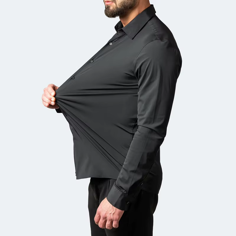 Chemises décontractées BROWON pour hommes 2026 – Chemise à manches longues très élastique