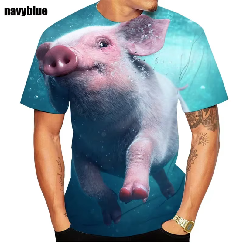 T-shirt à manches courtes pour hommes avec motif imprimé en 3D