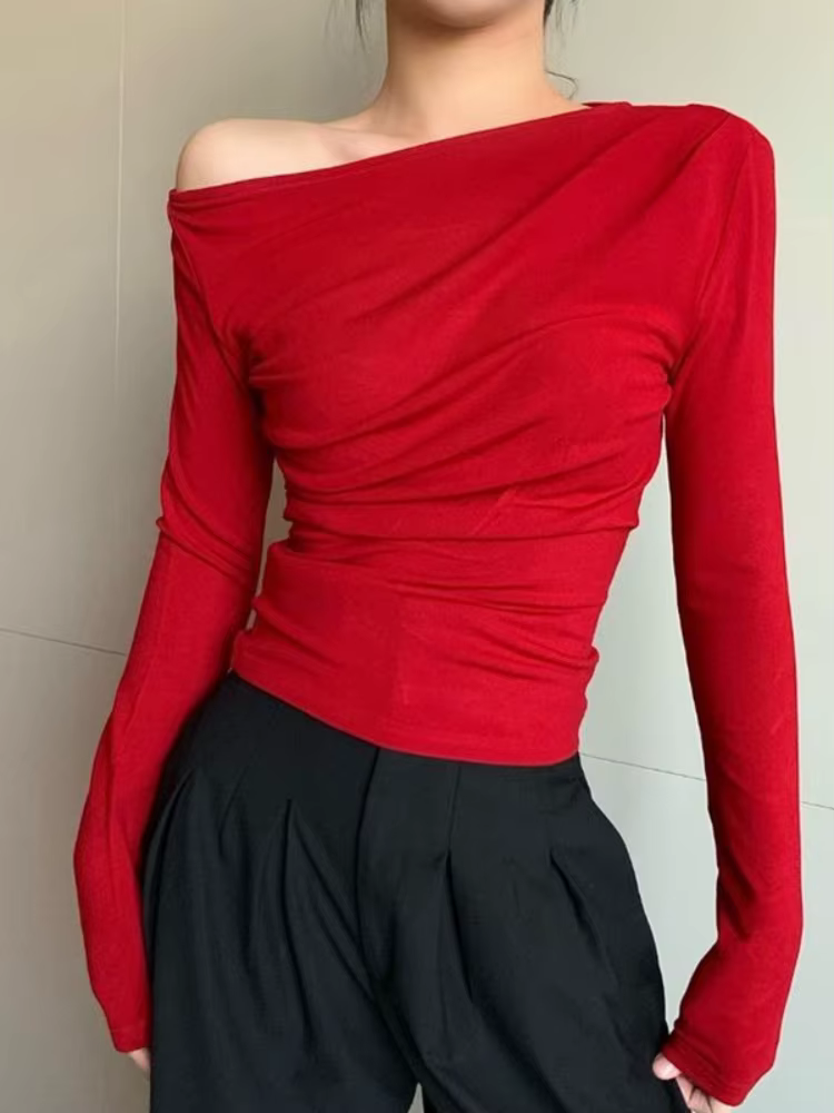 2025 Slim blanc T-shirt noir rouge femme