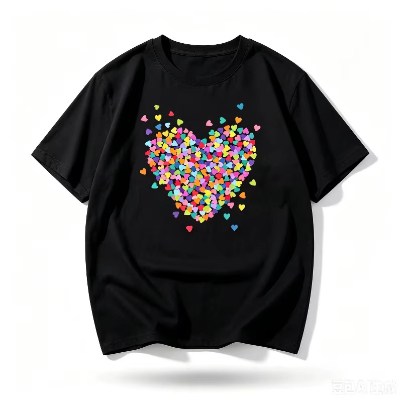 T-shirt coloré à imprimé cœur pour femme