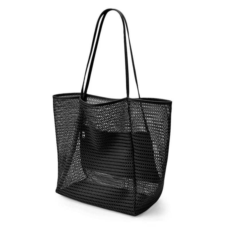 Sac de plage grande capacité pour femme - Sac à bandoulière en polyester tissé durable avec ouverture supérieure pour les voyages et le shopping