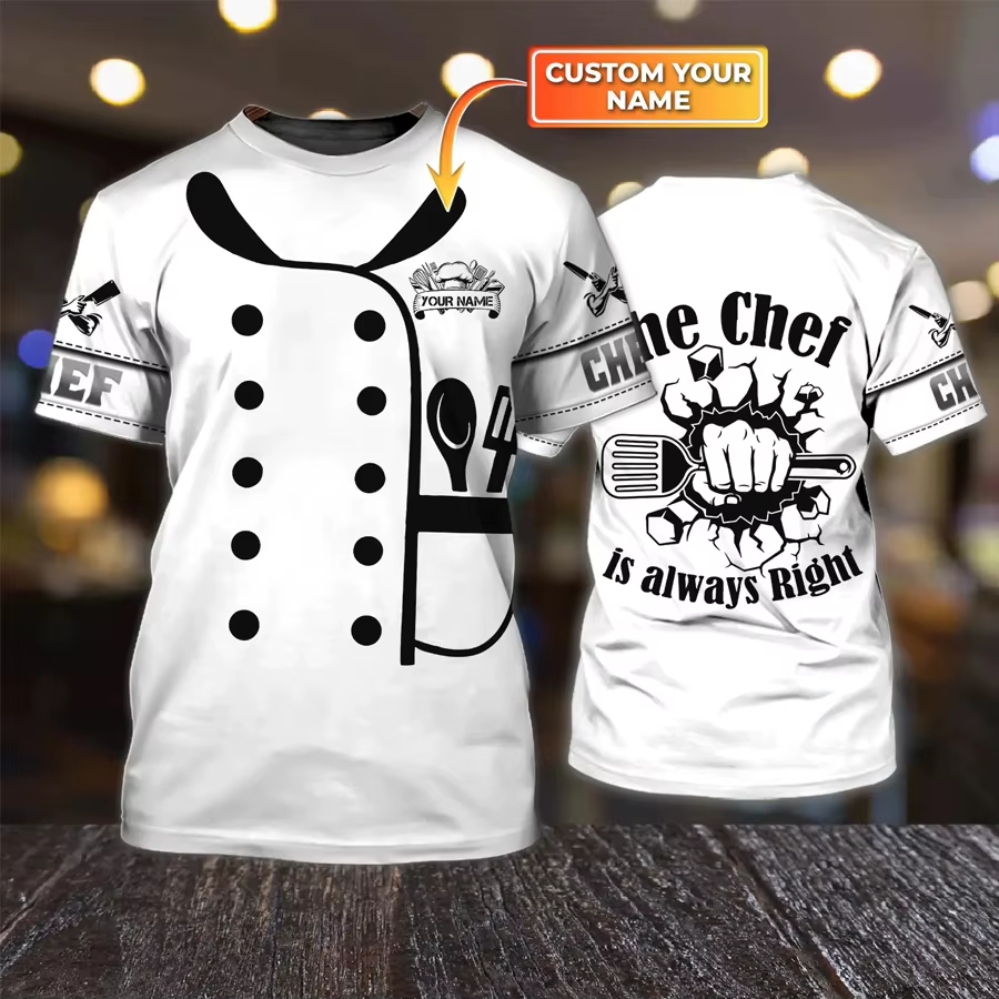 Chef tatoué été hommes T-shirt nom personnalisé