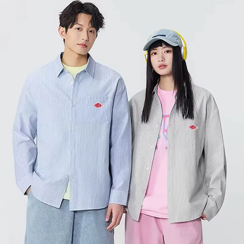 Nouveauté 2026 – Exporté au Japon – T-shirt à manches longues brodé en coton unisexe pour homme/femme – Col revers – Hauts de sweat-shirt