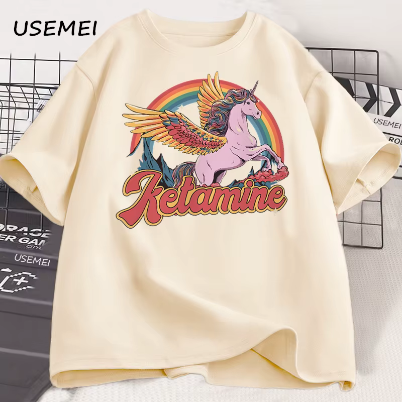 Drôle arc-en-ciel cheval T-Shirt décontracté coton à manches courtes Humor