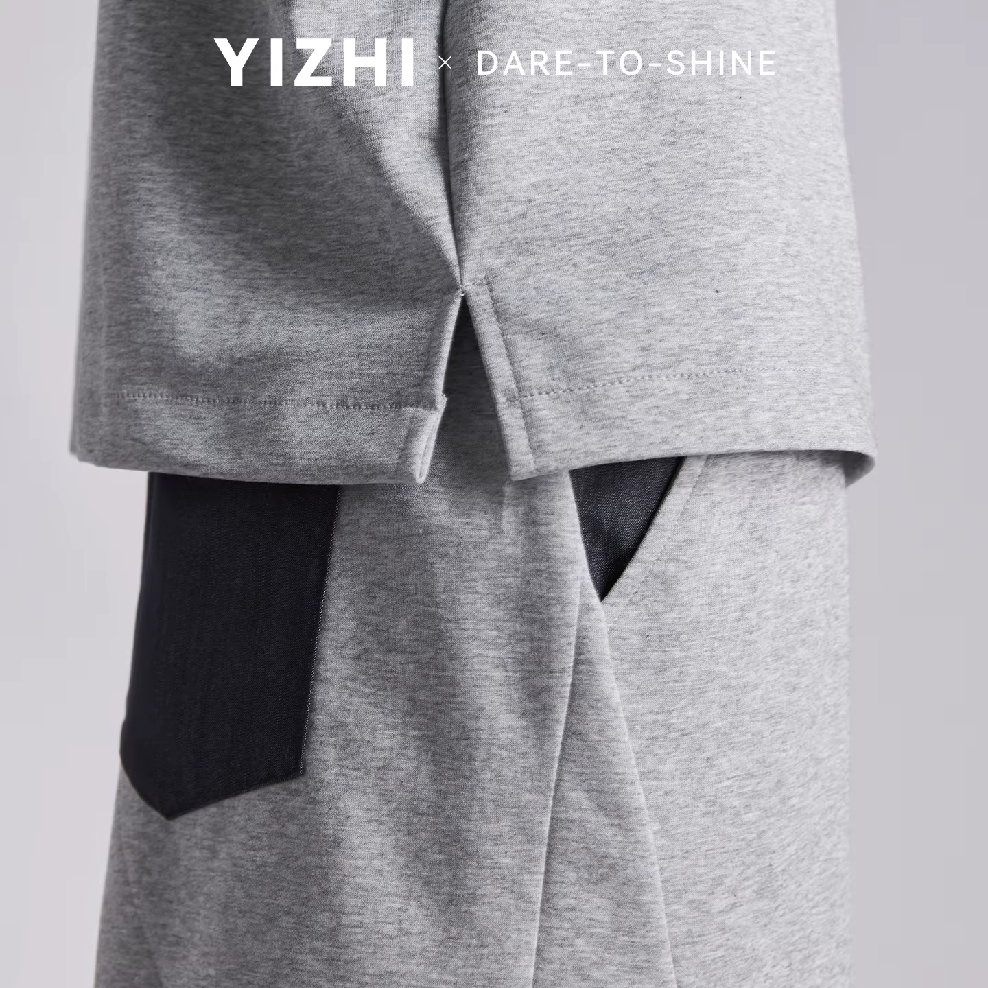 Ensemble Polo Homme Tendance à Col Contrastant et Demi-Zip Effet Deux Pièces