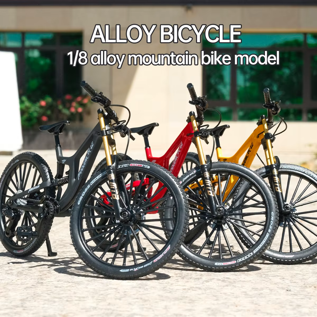 Modèle de VTT en alliage 1:8 avec base - comprend des engrenages réalistes et une suspension double