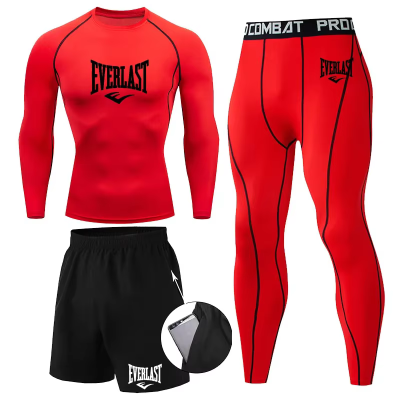 EVERLAST hommes T-shirt + Short 2 pièces ensemble loisirs souffle à manches courtes Sport Jogging gymnase marque impression vêtements