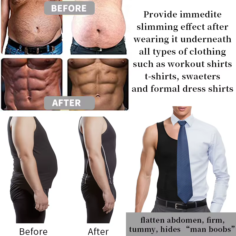 Chemise pour hommes minceur corps Shaper gilet entraînement débardeurs Abs Abdomen sous-vêtements débardeur Shapewear