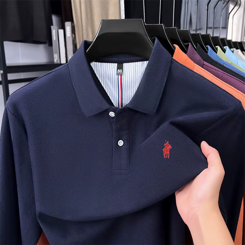 100% coton marque haut de gamme à manches longues polo shirt nouveau Paul Pony brodé luxe confortable hommes d'affaires