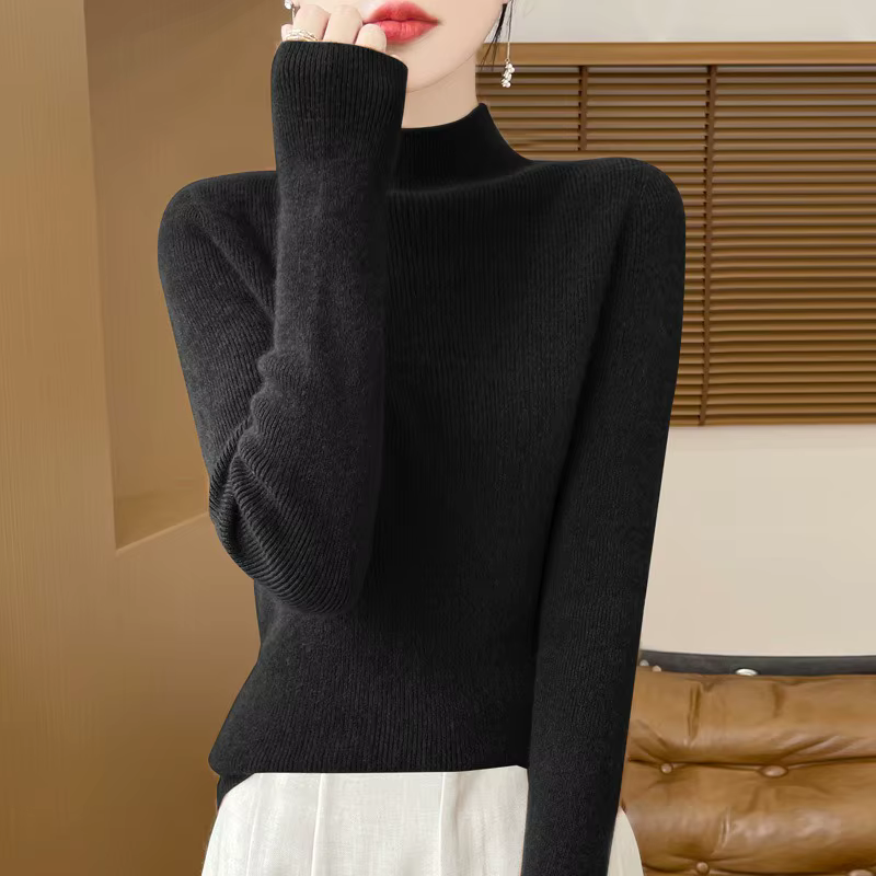 Half-high Striped Sweater for Women One-line Ready-to-wear Seamless Bottoming Shirt