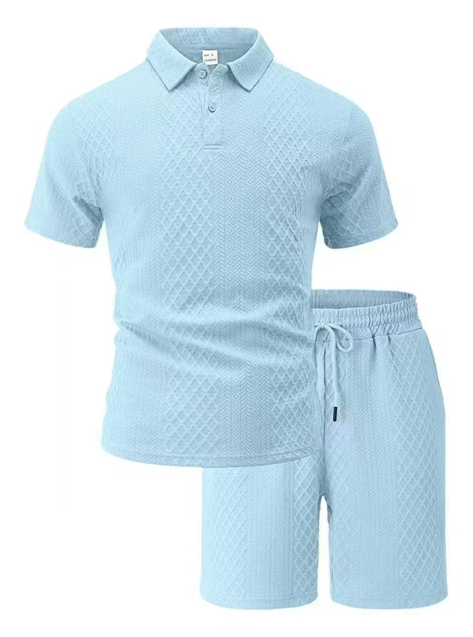 Nouvelle collection été 2025 : Ensemble décontracté pour homme – Polo à revers, chemise à manches courtes et short, texture jacquard