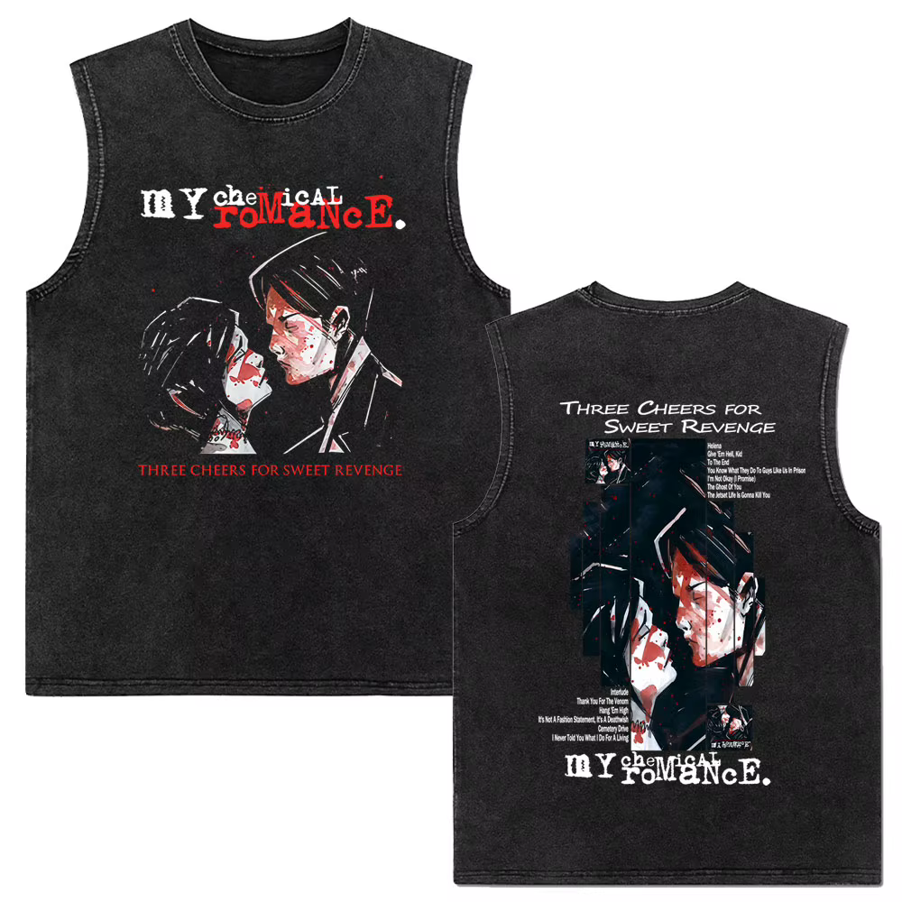 Mon Romance chimique l'album Black Parade Vintage lavé débardeurs hommes femmes Punk Emo Rock surdimensionné sans manches gilet t-shirts