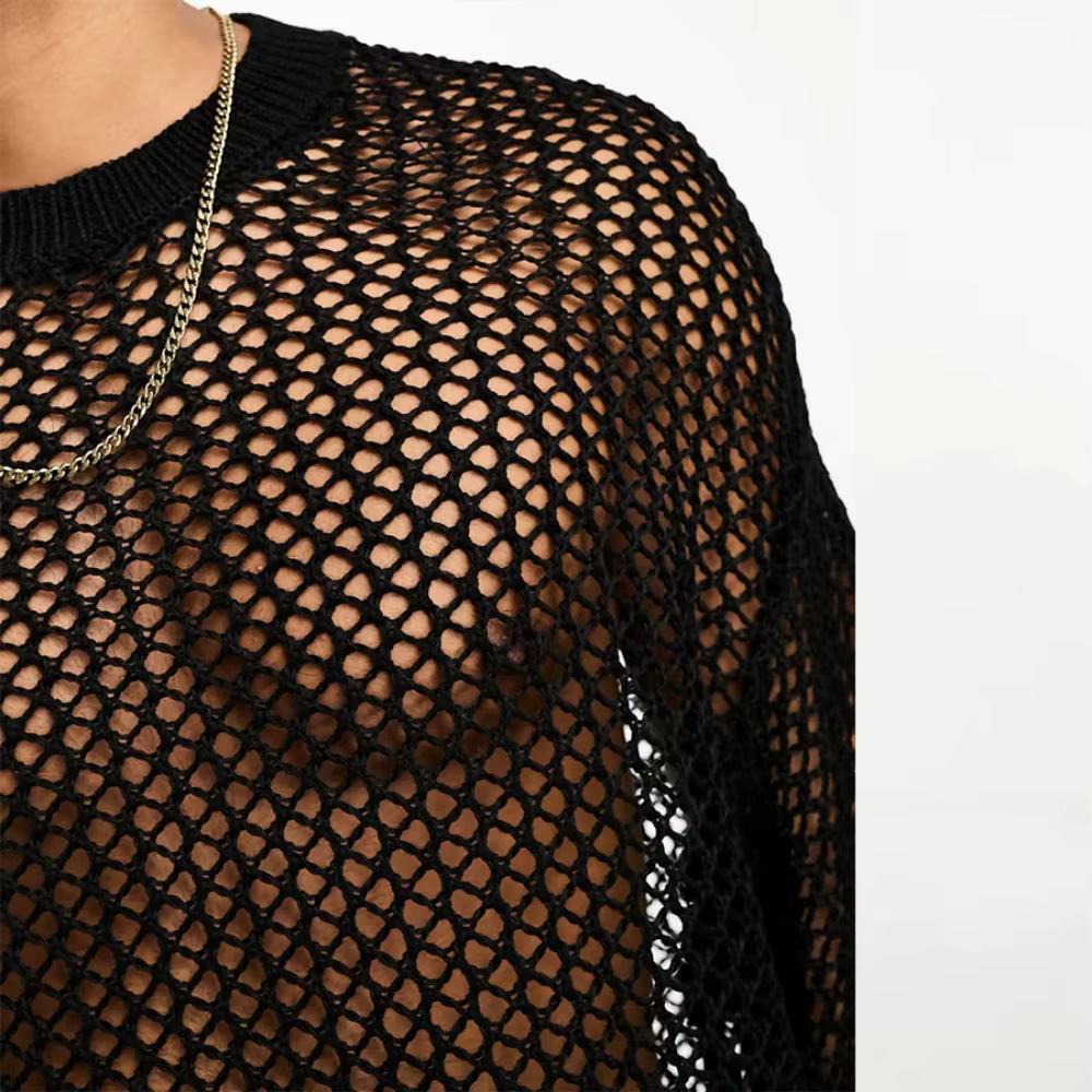 T-shirt à manches longues en maille pour hommes