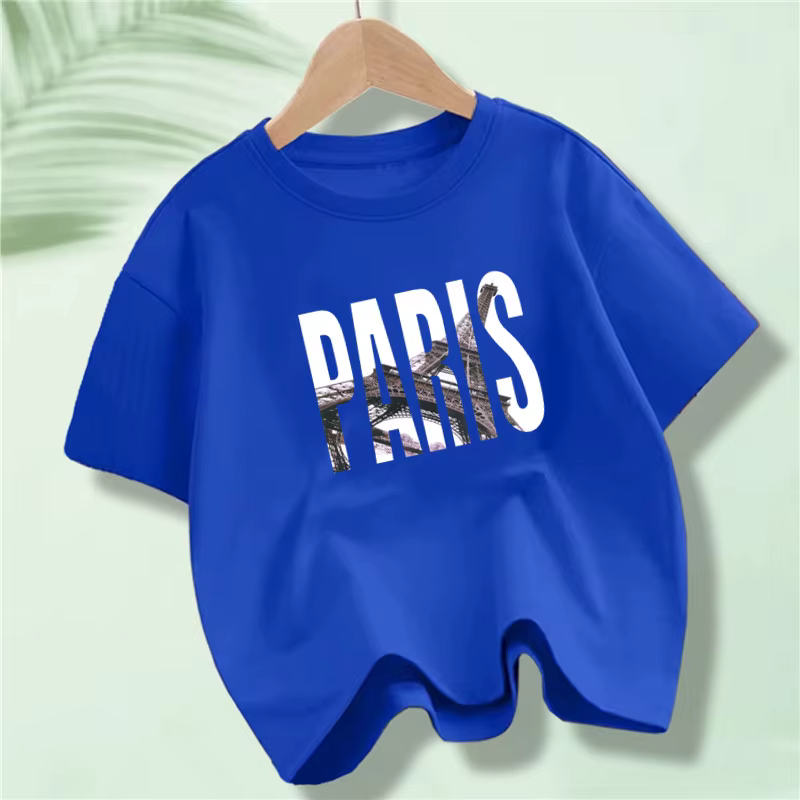 T-Shirt en Coton à Manches Courtes pour Enfant Garçon et Fille