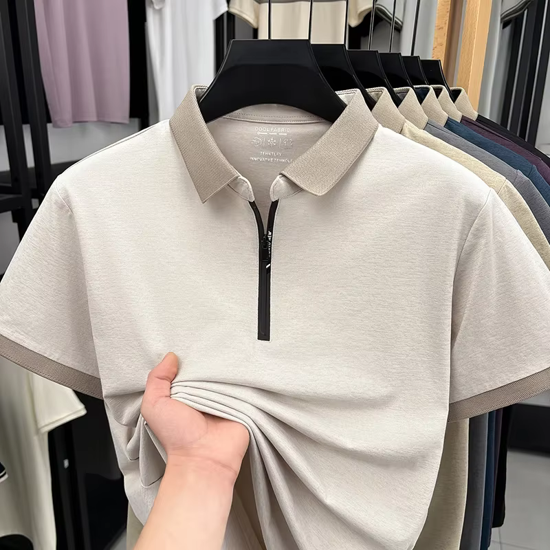 Polo à col zippé pour homme