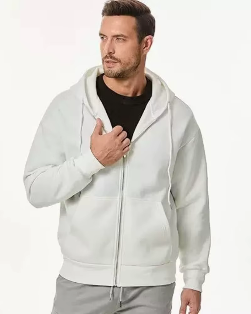 Sweat à capuche à manches longues avec fermeture éclair pour homme