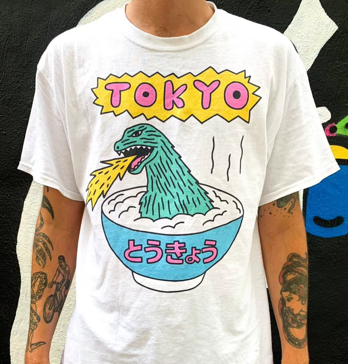T-Shirt à manches courtes en coton imprimé Godzilla