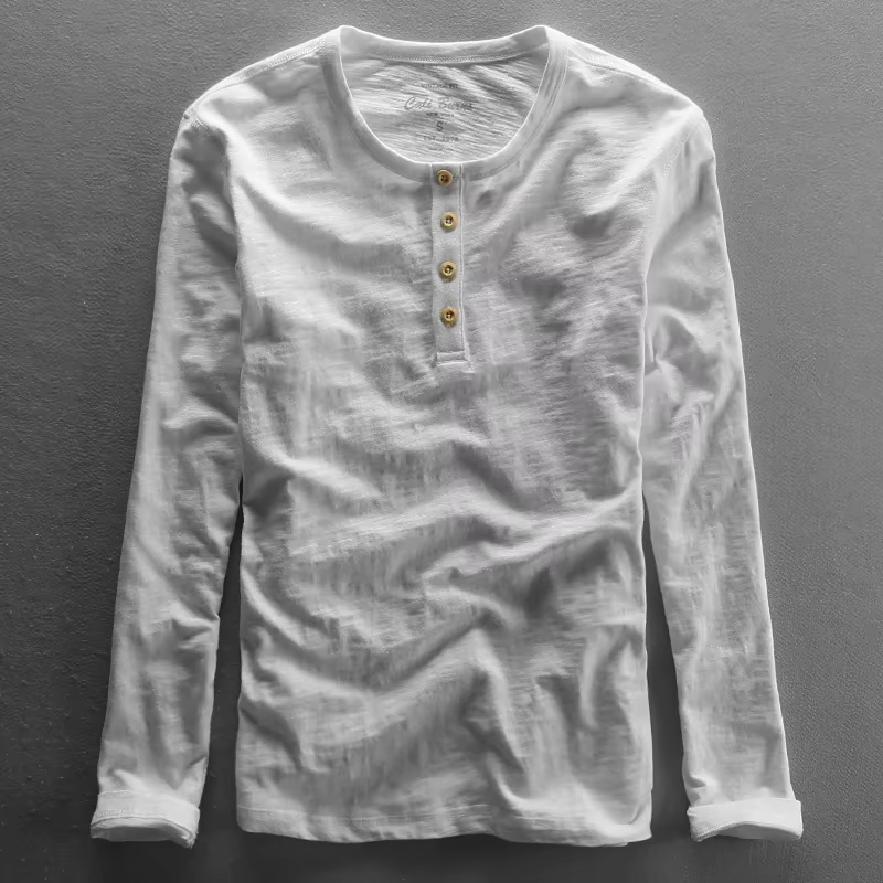 T-shirt à manches longues en pur coton pour hommes