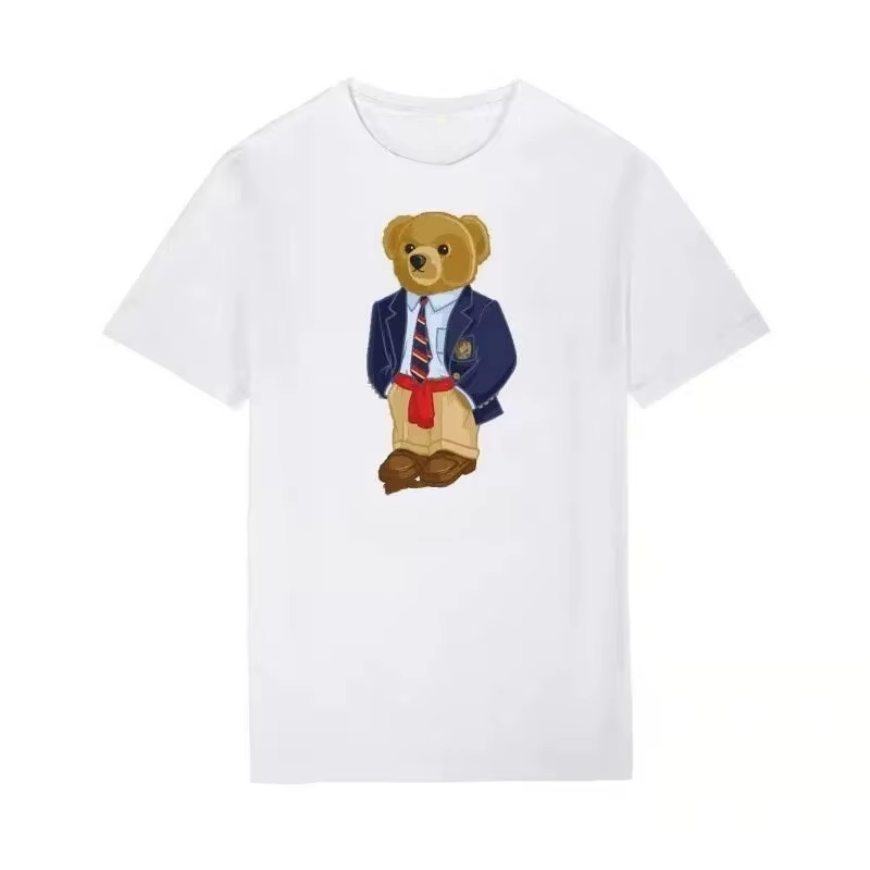Nouveaux t-shirts en coton à imprimé ours Poloo pour hommes