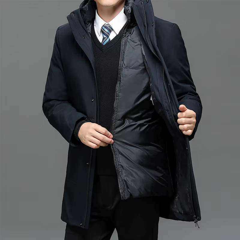 Hommes vestes à capuche vêtements d'extérieur décontractés Parkas longs hommes nouveau automne hiver chaud imperméable Parkas veste manteau 2 pièces Parkas d'hiver