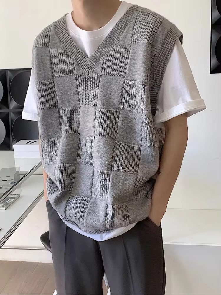 Chandails tricotés sans manches pour hommes