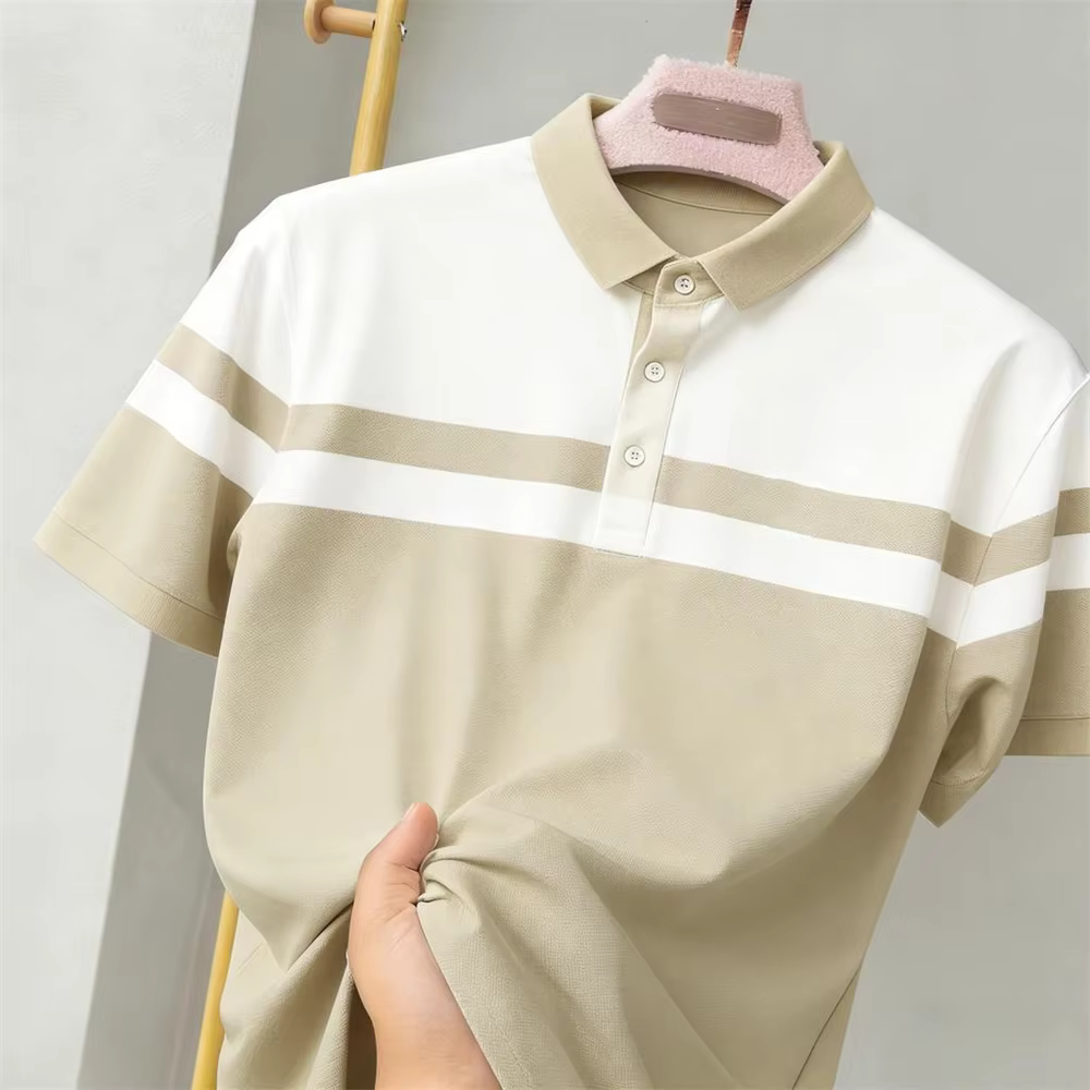 Polo sportif rayé color-block respirant et ample pour le quotidien