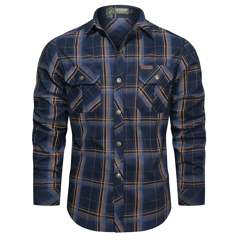 Chemise à carreaux à manches longues pour hommes