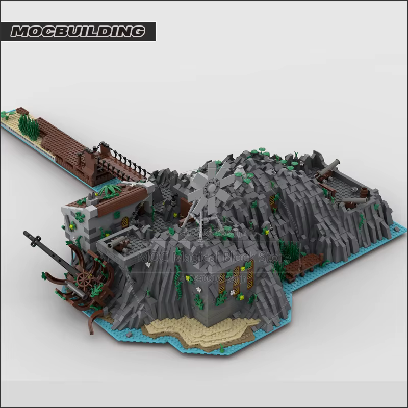 Décennie s de construction MOC Island, extension de l'île, architecture, technologie, briques, assemblage de bricolage, modèle de collection, jouets cadeaux, 7.5 ate Island Bay