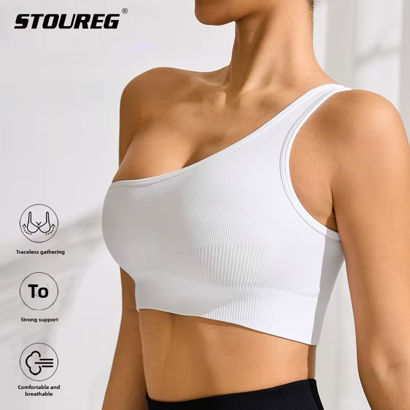 Femmes Yoga course Fitness hauts une épaule Sexy sangle sport débardeur