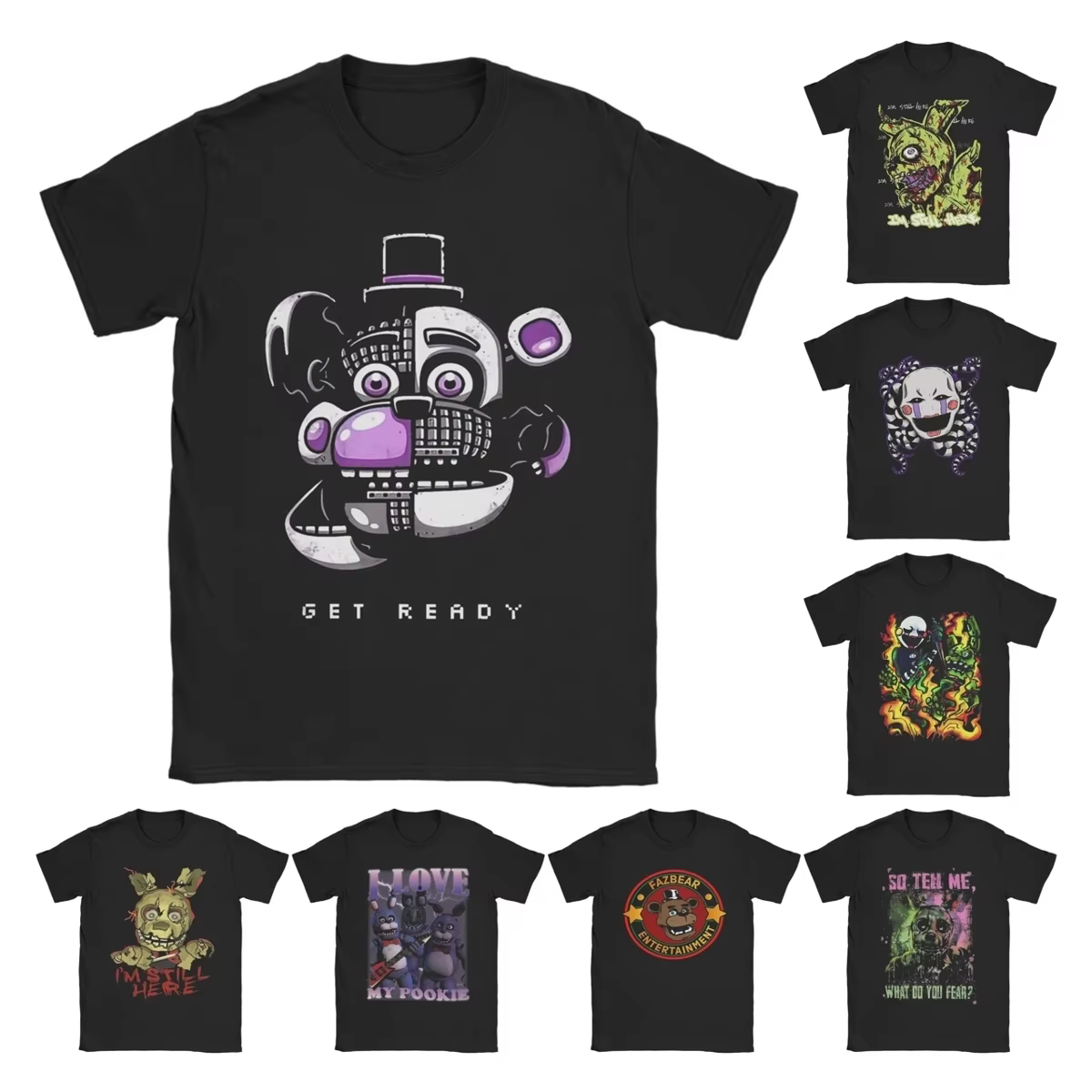 FNAF At Freddys T-Shirt pour hommes fou 100% coton t-shirts col rond manches courtes